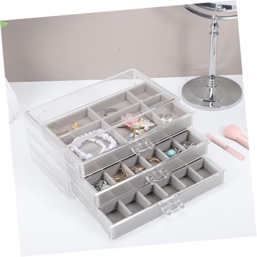 Boîte à bijoux transparent anti-nœud avec compartiments séparés pour bagues et boucles - 8