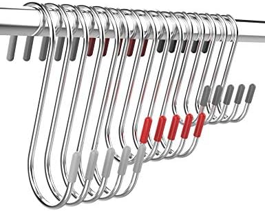 NewFamily 40 Pack S Hooks Stainless Steel for Hanging,Heavy Duty S Shaped Hooks for Hanging Clothes, Metal Hooks for Kitchen,Wardrobe,Work Shop,Bathroom,Garden,Office