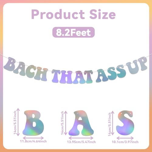 Image of Bach That Ass Up Banner, Pre-Strung, Bachelorette Party Decorations, Boujee Bachelorette Decor Holographic