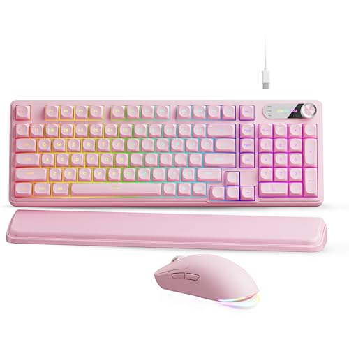 EWEADN C98 �L���L�[�{�[�h�ƃ}�E�X�̃R���{�A����̂Ђ�t���L���l�ԍH�w�R���s���[�^�[�L�[�{�[�h �_�u���V���b�g�L�[�L���b�v�A�É�RGB�o�b�N���C�g �É��L�[�{�[�h Windows/Mac/PC�p - �s���N