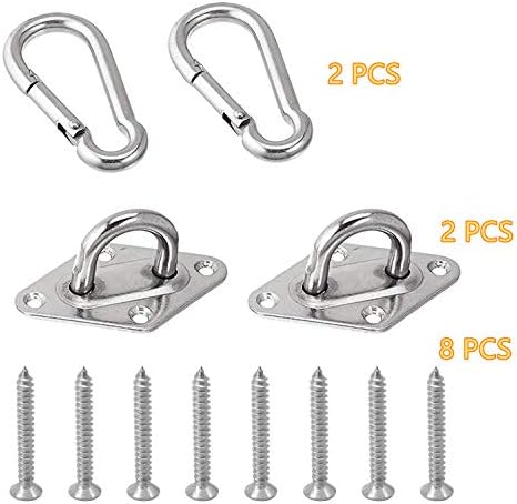 E EVERKING 1000 lb capacity Heavy Duty Hammock hanging kit Ultra Durable Hammock Hooks&Carabiners For Hammock Stand,Yoga&Brazilian Hammocks,Swing Chair,Multiple Indoor Outdoor Suspension Ceiling Hooks