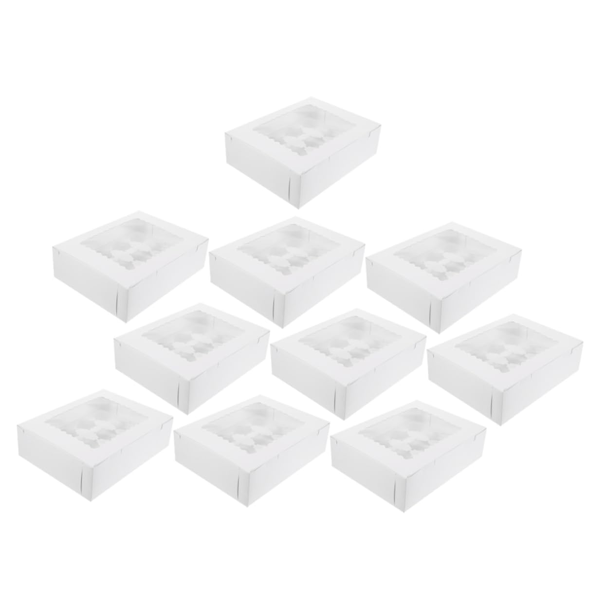 FELTECHELECTR 10Pcs Muffin Cake Wrapping Box with Window Premium Pastry Packaging for Desserts Versatile Design for Egg Tarts Cookies and More Secure Compartment Structure
