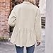Womens Long Sleeve Tunic Babydoll Knit Tops Peplum Ruffle Hem Blouse Loose Casual Shirt Flowy Swing Shift Beige