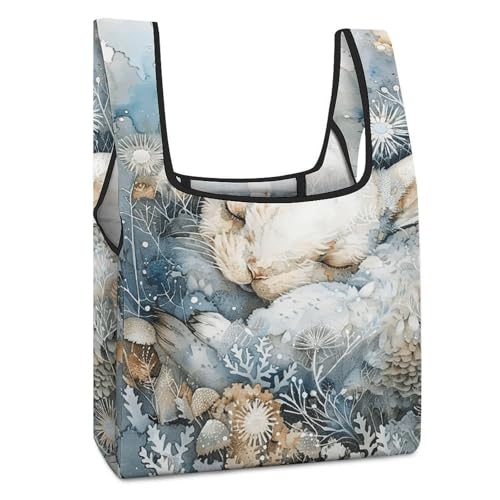 Sac fourre-tout lavable lapin endormi en tissu pliable haute résistance