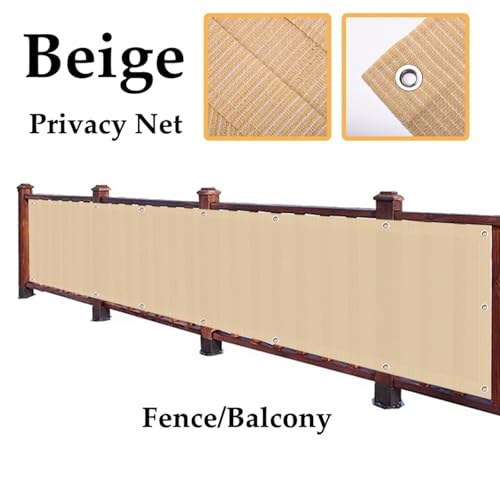 YXINAER Seitenmarkise Ausziehbar Beige Balkon Sichtschutznetz Zaun Abschirmung Windschutz Wohnung Balkon Terrasse Unterstand Sichtschutznetz(0.8x4m)