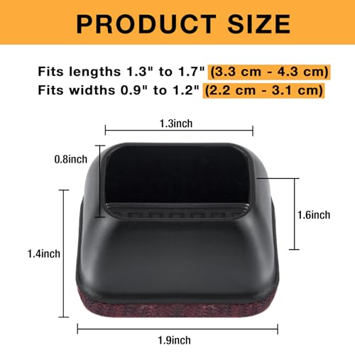 Image of 16-Pcs Rectangle Silicone Chair Leg Floor Protectors, Thick & Tear | Stretchy Furniture Pads & Caps Protect Hardwood Floors from Scratches & Noise and Fit Most Dining Table & Bar Stool Legs