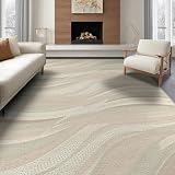 ODIKA 6'x9' Washable Abstract Wave Area Rug, Greige Non-Shedding Pet Friendly Room Rug Foldable Easy Care Carpet for Queen Size Bedroom, Under Bed, Master Suite | Ref:1876269