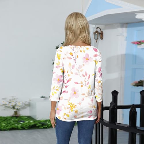 HTHLVMD Womens 3/4 Length Sleeve Tunic Tops Summer Fall Outfits 2025 Three Quarter Sleeve Casual V Neck T Shirts for Women
