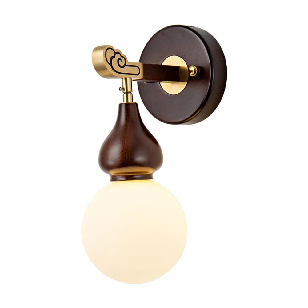 Applique da Parete a LED per Interni da 12 W, in Legno Vintage, Rame, con Paralume in Vetro, Applique con Sfere di Cristallo, Lampada da Comodino in Ottone, 3000 K/4500 K/6000 K, per Camera da Le