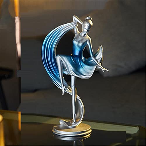 Figurine en résine fille bleue nordique pour décoration de salon moderne