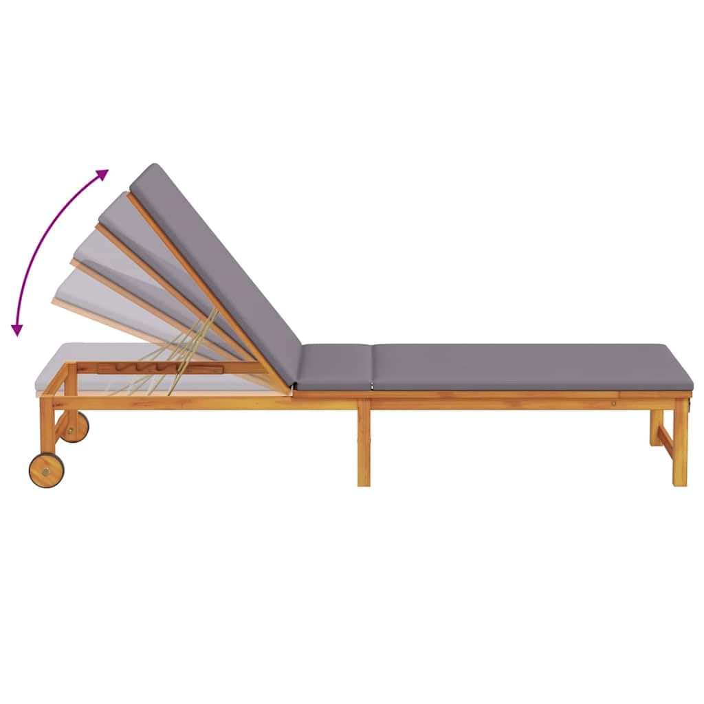 Set 3 Pz Lettini da Sole e Tavolino in Legno Massello di Acacia | Arredo relax da esterno per giardino e terrazza, con schienale reclinabile e pratico tavolino d'appoggio.