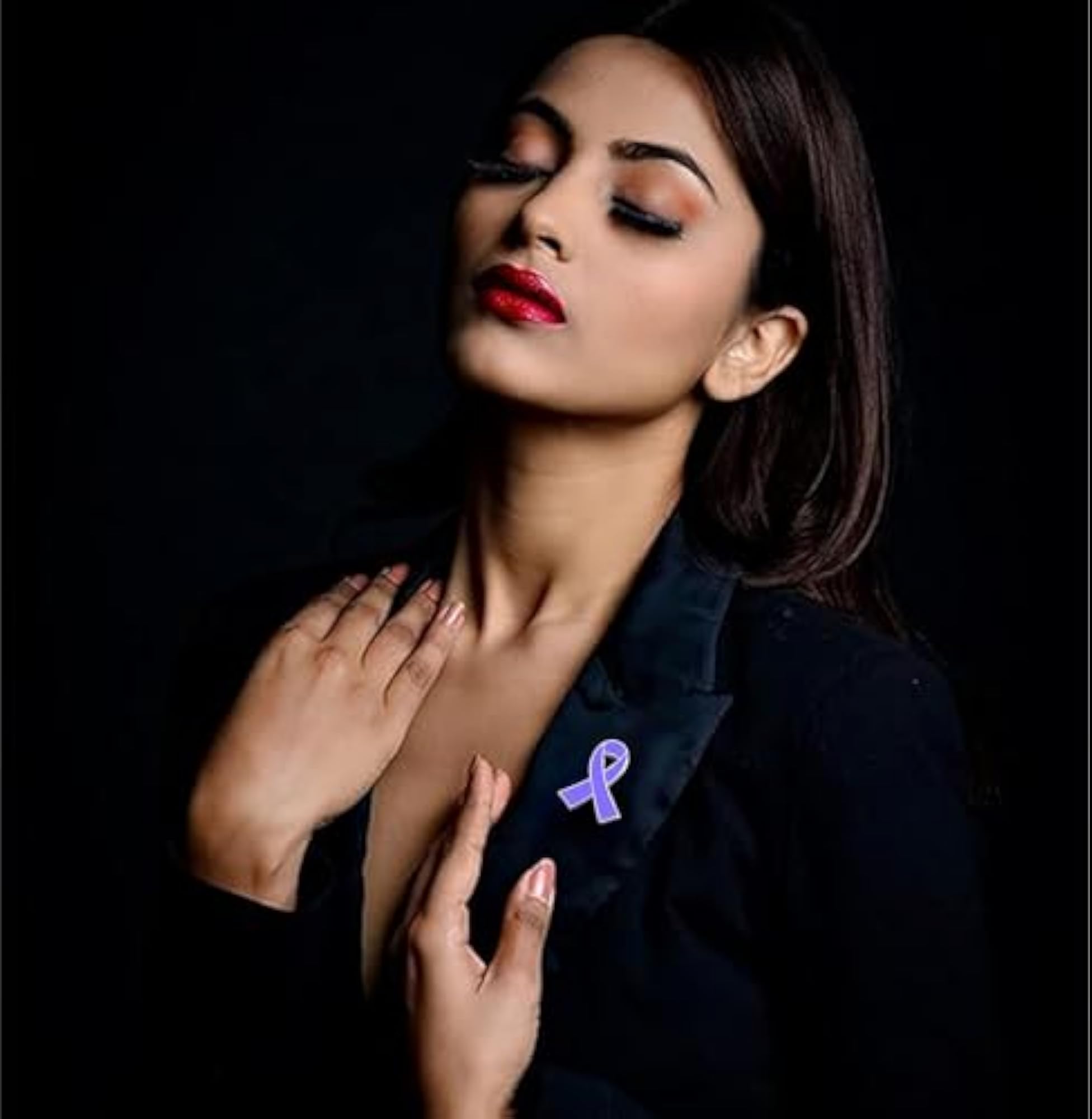 Lavender Purple Ribbon Cancer Awareness Enamel Pin Set