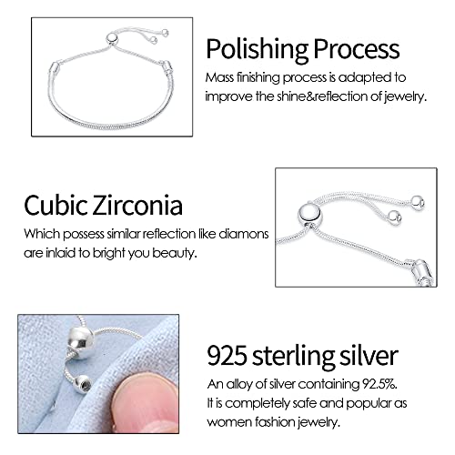 KUNSIR Slider Charm Cubic Zirconia Bracelet in 925 Sterling Silver, Mother's Day Bracelets…3
