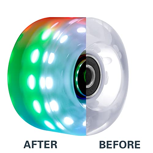 Daxiga 8 Pack 82A Light Up Roller Skate Wheels 32 X 58Mm, Luminous Skate Wheels With Bearings Installed - Rainbow #TOP5