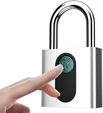 Fingerprint Padlock, Smart Security Lock with USB Charge, IP66 Waterproof Anti-Theft Keyless Padlock Suitable for House Door, Suitcase, Backpack, Gym, Bike, Office