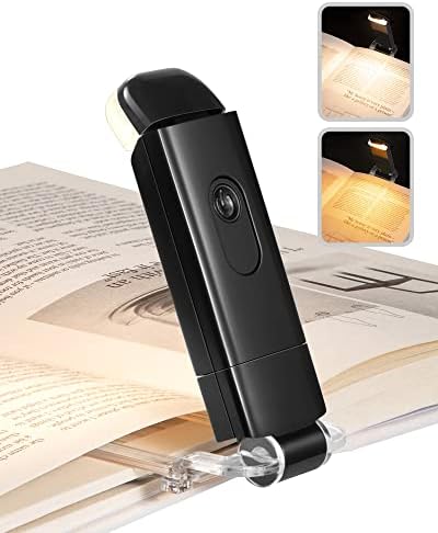 DEWENWILS Amber Book Light, USB Rechargeable Book Light for Reading in Bed, Clip on Book Light, Brightness Adjustable, Sleep Aid Light, Warm White (Black)