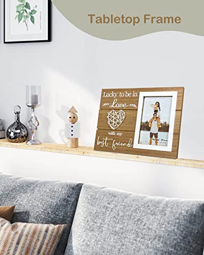 Ylu Yni Gifts For Him/Her, Wooden Picture Frame 4X6 Inch Photo, Anniversary Wedding Photo Frame, Romantic Unique Gifts For Couples, Valentines Day Gifts #TOP4