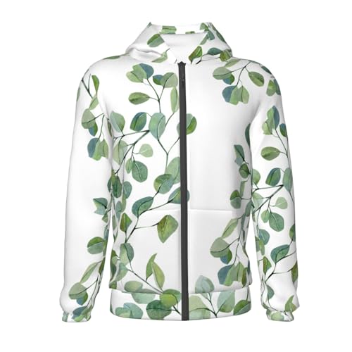 Eucalyptus Branch Kids Pullover Hoodies Boys Zip Up Sweatshirts Girls Athletic Clothes with Pocket2
