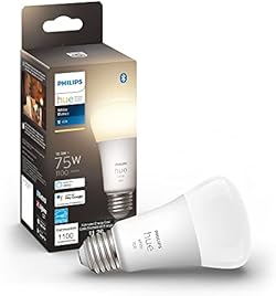 Philips Hue Smart 75W A19 LED Bulb - Soft Warm White Light - 1 Pack - 1100LM - E26 - Indoor - Control with Hue