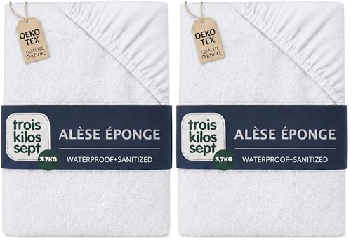 Alèse bébé 60x120 cm imperméable certifiée Oeko-Tex de la marque Trois Kilos Sept en coton