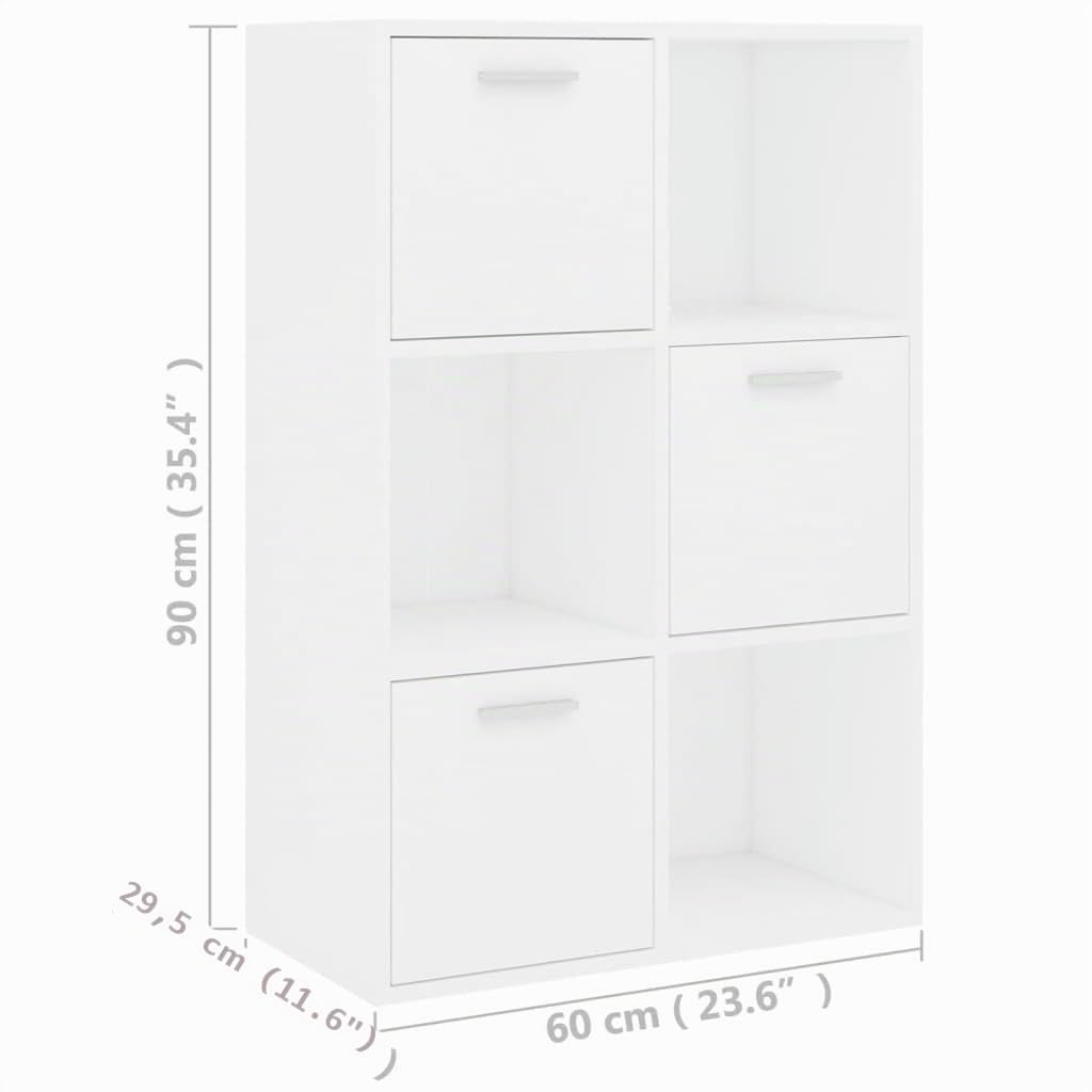 vidaXL Armario de Almacenamiento Estante de Libros Librería Estantería Mueble Archivador de Oficina para Dormitorio Salón Madera Contrachapada Blanco