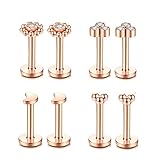 Gnoliew 16G 316L Stainless Steel Labret Monroe Lip Ring Studs Cartilage Helix Tragus Conch Daith Nose Piercing Jewelry. (A1,6mmPost)