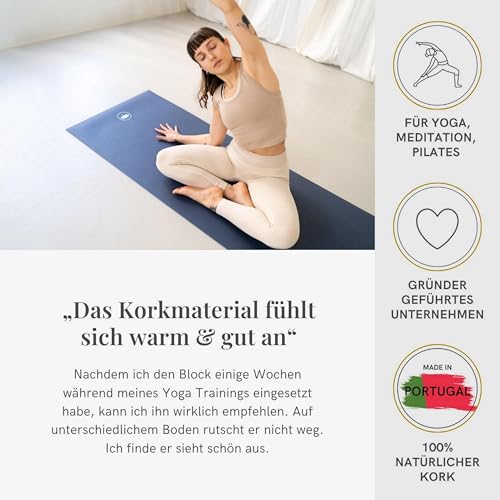 Foto von Lotuscrafts Yogablock Kork “Supra Grip” (klein) - ökologisch hergestellt - Yogaklotz aus 100% Naturkork - Korkblock für Yoga und Pilates - Yoga Block für Anfänger und Fortgeschrittene