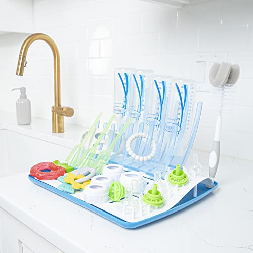 Image of Dr. Brown's Baby Bottle Cleaning Brush with Sponge and Scrubber - Blue - 3pk and Universal Baby Bottle and Accessory Drying Rack