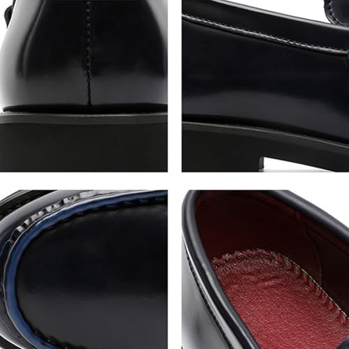 Men's Patent Leather Casual Slip on Penny Loafers Classic Round Toe Comfortable Low-Top Business Dress Oxford Shoes for Party Dating Work2