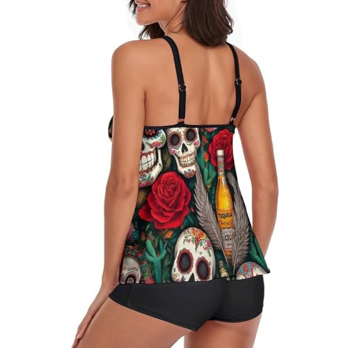 Women's Bikini Bathing Suits Two Piece Swimwear with Skirt Flowy Swimsuits3