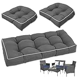 Cuteripe Waterproof Wicker Chair Cushions of 3 Pieces Piped Edges Premium Thick...