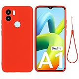 BRAND SET Coque pour Xiaomi Poco C51, tui Protecteur Silicone Liquide, Coque Doux au Toucher avec Doublure en Tissu Microfibre Convient tui pour Xiaomi Poco C51-Rouge