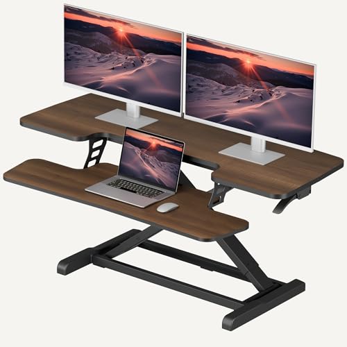 SANODESK 42" Spring-Assist Standing Desk Converter with Keyboard Tray