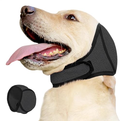 Ohrwickel ohne Klappen, für Hunde, geräuscharm, kationisch, Neopren, wasserdicht, rutschfest, verstellbar, für Haustierpflege, Bad, Feuerwerk
