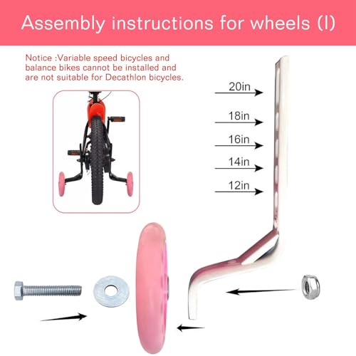 Image of DDJKCZ Training Wheels Flash Mute Wheel Bicycle Compatible for Bikes of 12 14 16 18 20 Inch