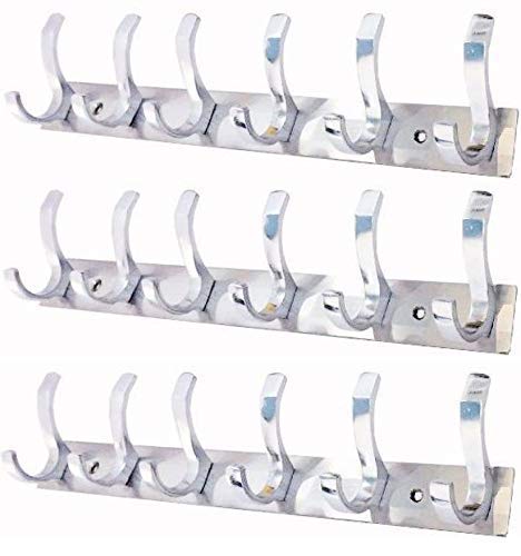 GAIYERA- Pack of 3 Stainless Steel Premium Fescue Dual Edge 6 PIN Cloth Hanger .Bathroom Wall Door Hook,Silver (B09FGVYK6H) Amazon Price History, Amazon Price Tracker