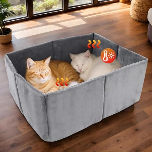 Katzenhöhlen & Häuser, Außenkatze Höhle warme Hundehöhle, Abnehmbarer Hundzwinger mit waschbarem Kissen, 48x37x19cm, beruhigender Schlafheim, leicht zu reinigen, ideal für kleine Tiere, Winterwärme