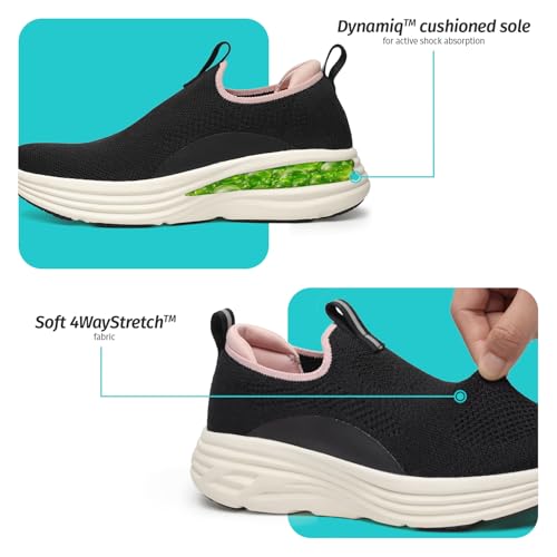 Image of YOHO Women Walking Shoes Rushhour Dynamic | Cushioned, Comfortable, Lightweight & Breathable Knitted Slip-Ons | Every Day Casual Wear Without Lace, Stylish Footwear for Ladies /Girls -900