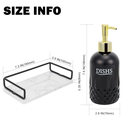 Image of Glass Soap Dispenser Set, Refillable Dish Soap Pump Dispenser, Kitchen Bathroom Counter Shampoo Conditioner Dispenser (with Marble Tray)
