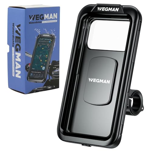Wegman Handyhalterung Fahrrad Motorrad (Wasserdicht IP67) 360 Dreh & Kippbar Touchscreen Bedienbar Vibrationsdämpfend Fahrradlenker Smartphone Halterung für E-Bike Rennrad Roller & E-Scooter