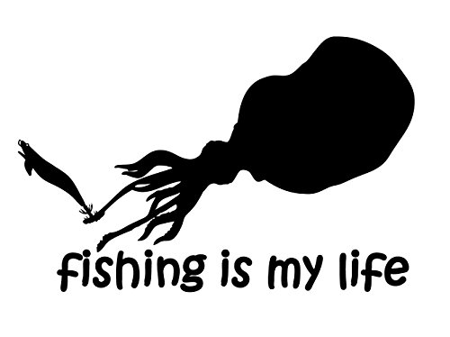 オルルド釣具 フィッシングステッカー Fishing Is My Life 訳 釣りは我が人生 エギ最高 アオリイカver 15 8 5cm 貼付用ヘラ付 クーラーボックス 車などのドレスアップに最適 釣りステッカー カーステッカー デカール シール 魚 ロゴ 文字 外装 デザイン