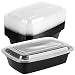 com-four® 10x Vorratsschale mit Deckel - Meal Prep Container - Essensbox - Frischhaltedose 1200ml (10 Stück - schwarz)