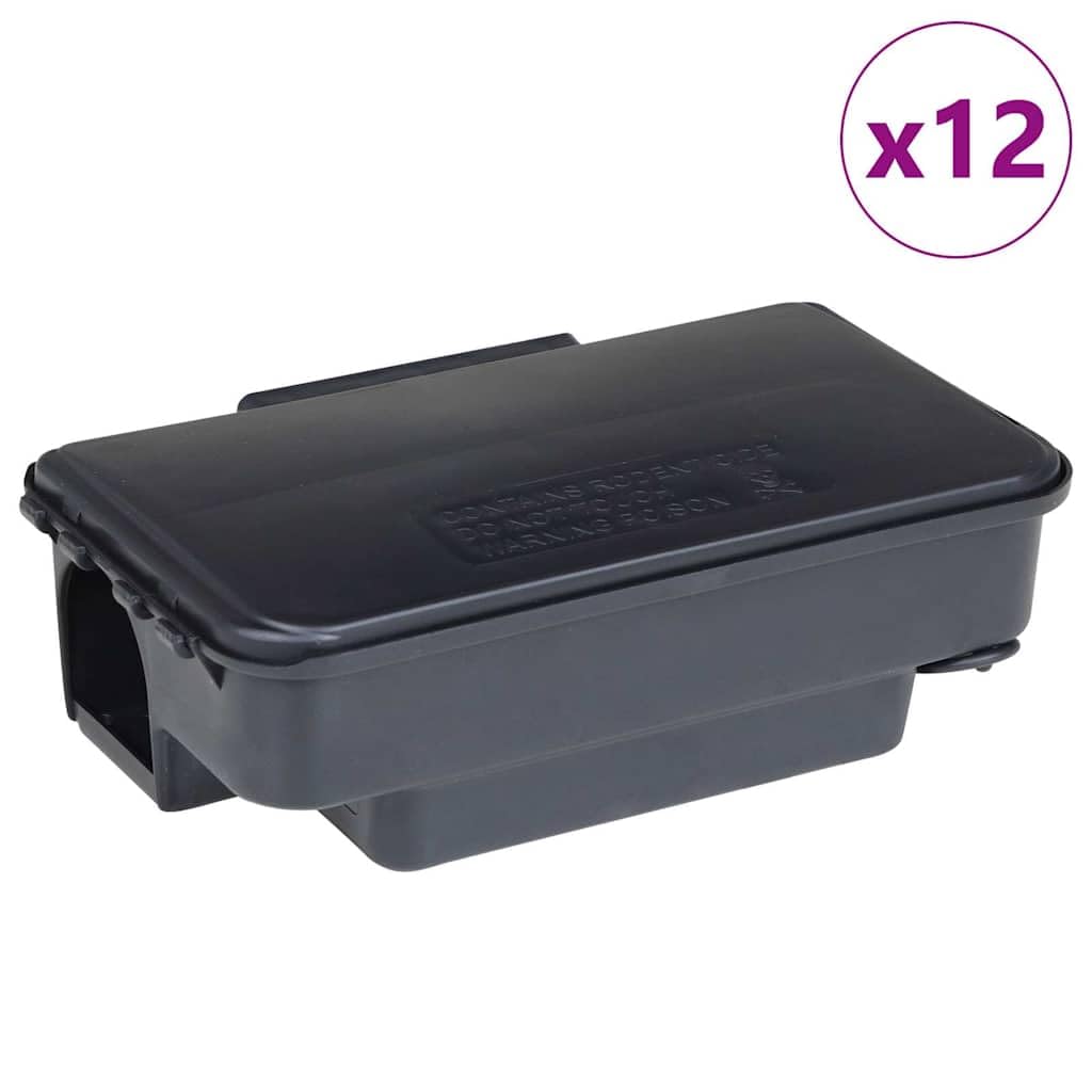 LAPOOH Trappole per Topi 12 pz Nere 22x12,5x7,5 cm -4106486