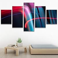 SIGNWIN 5 Panel Canvas Wall Art Abstract Closeup Digital Art Modern Artwork for Home Decorations Ready to Hang - 60
