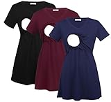 Bearsland - Camisetas de lactancia con cuello en V para mujer, 3 paquetes - - Small