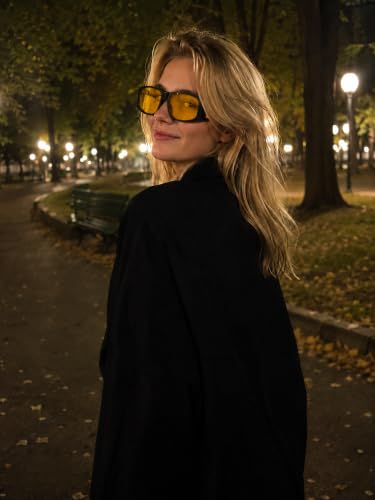 Image of SCVCN Night Driving Glasses Fit Over for Men Women Anti Glare Yellow Lens Polarized Nighttime Glasses S2505