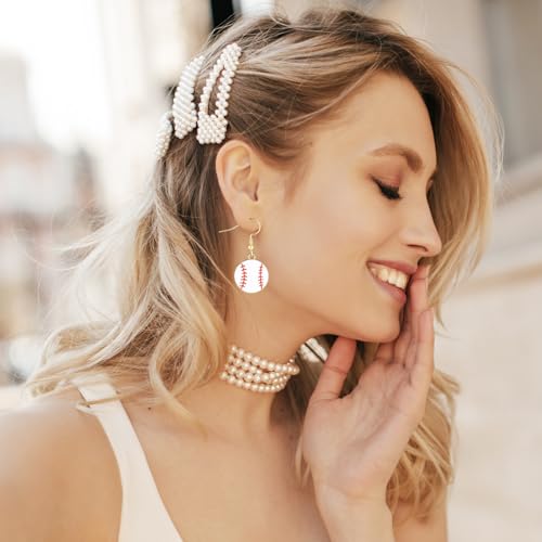 1 Pair Baseball Dangle Earrings – Stylish Red & White Sports Ball Drop Earrings for Women & Girls, Lightweight Softball Jewelry for Baseball Lovers, Essential Game Day Fan Accessories - Thumbnail 7