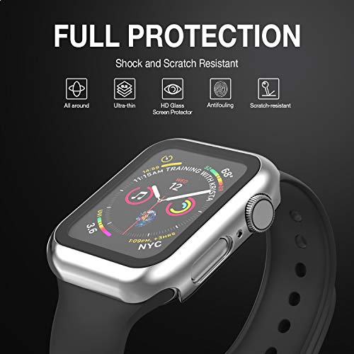 Image of Case Compatible with Apple Watch 38MM Series 3 /2 /1 / with Built-in Tempered Glass Screen Protector, All-Around Ultra-Thin Bumper Full Cover Hard PC Protective Case for iWatch