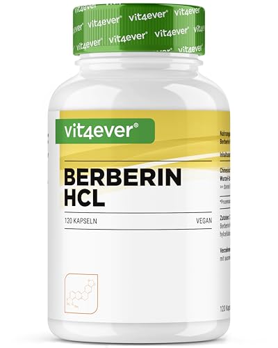 vit4ever Estratto di Berberina HCL - 120 capsule da 500 mg - Berberina naturale - Extra alto dosaggio - Di origine vegetale, vegano e senza additivi inutili