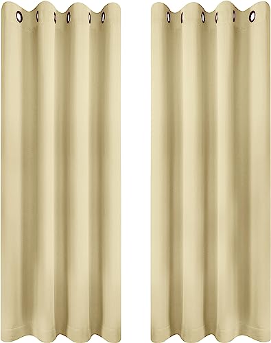 Utopia Bedding Opacas Cortinas Salon Modernas 2 Piezas 140x175 cm, Beige - Cortinas Térmicas Aislantes Frío Calor y para Dormitorio, Salón y Cocina con Ojales